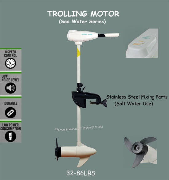 Saltwater Electric Trolling Motors 32-86lbs (White Color)